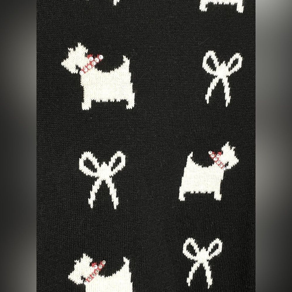 Charter Club Crewneck Sweater Scottie Dogs Black PL - Picture 3 of 6